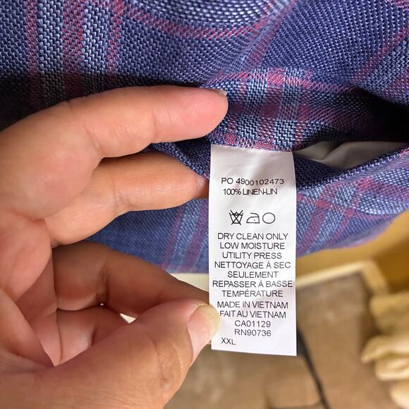 Tommy Hilfiger NWT Suit Vest Blue Red Plaid The Flex US XXL 100% Linen Formal - Picture 5 of 9